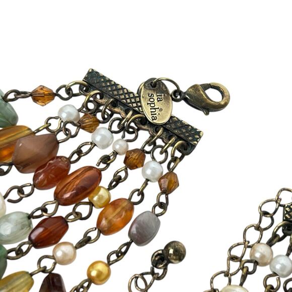 Lia Sophia Beaded Necklace Multi Strand Layered Colorful Beaumont Gold Tone - Picture 6 of 14